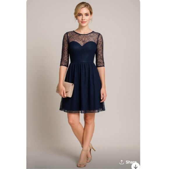 Monique Lhuillier Fit Flare Mini Dress 0 - Picture 1 of 9